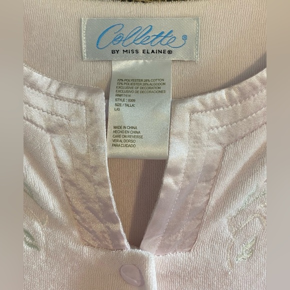 Collette by Miss Elaine Pink Short Sleeve Robe, Sz L, Snap Closure Vintage - Picture 3 of 12